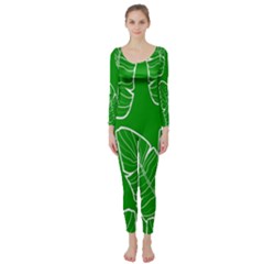 Green Banana Leaves Long Sleeve Catsuit by ConteMonfrey