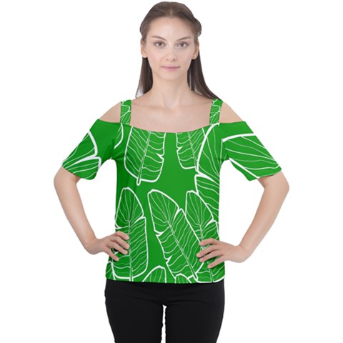 Green Banana Leaves Cutout Shoulder Tee by ConteMonfrey