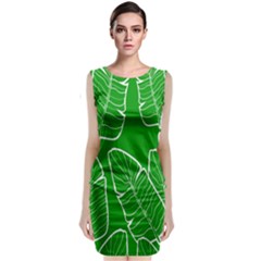 Green Banana Leaves Classic Sleeveless Midi Dress by ConteMonfrey