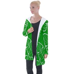 Green Banana Leaves Longline Hooded Cardigan by ConteMonfrey