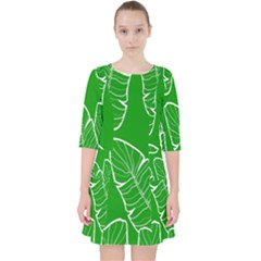 Green Banana Leaves Quarter Sleeve Pocket Dress by ConteMonfrey