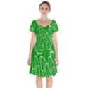 Green Banana Leaves Short Sleeve Bardot Dress View1