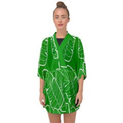 Green Banana Leaves Half Sleeve Chiffon Kimono by ConteMonfrey