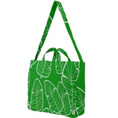 Green Banana Leaves Square Shoulder Tote Bag by ConteMonfrey