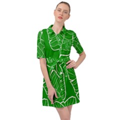 Green Banana Leaves Belted Shirt Dress by ConteMonfrey