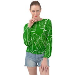 Green Banana Leaves Banded Bottom Chiffon Top by ConteMonfrey