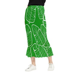 Green Banana Leaves Maxi Fishtail Chiffon Skirt by ConteMonfrey