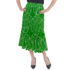 Green Banana Leaves Midi Mermaid Skirt by ConteMonfrey