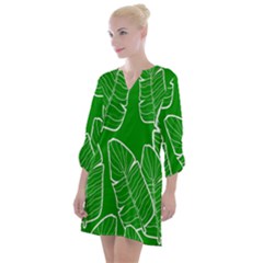 Green Banana Leaves Open Neck Shift Dress by ConteMonfrey