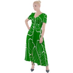 Green Banana Leaves Button Up Short Sleeve Maxi Dress by ConteMonfrey