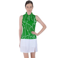 Green Banana Leaves Women s Sleeveless Polo Tee by ConteMonfrey