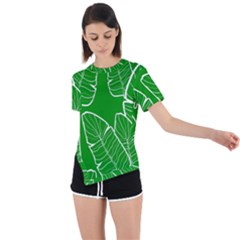 Green Banana Leaves Asymmetrical Short Sleeve Sports Tee by ConteMonfrey