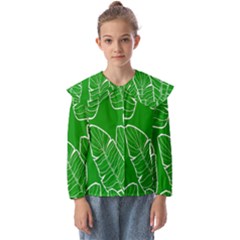 Green Banana Leaves Kids  Peter Pan Collar Blouse by ConteMonfrey