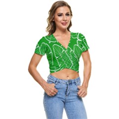 Green Banana Leaves Short Sleeve Foldover Tee by ConteMonfrey