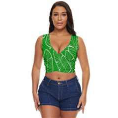 Green Banana Leaves Women s Sleeveless Wrap Top by ConteMonfrey