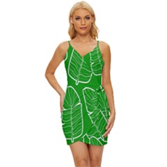 Green Banana Leaves Wrap Tie Front Dress by ConteMonfrey