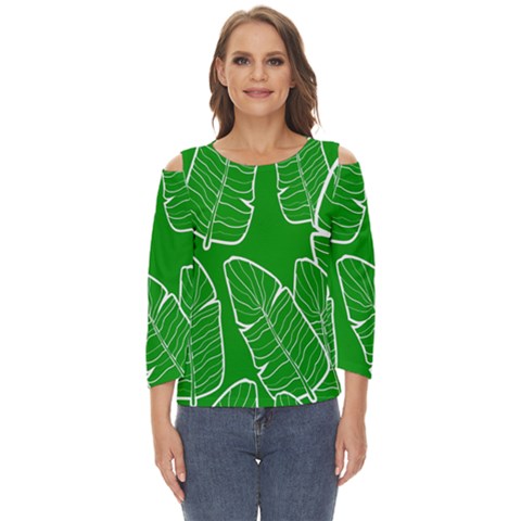 Green Banana Leaves Cut Out Wide Sleeve Top by ConteMonfrey