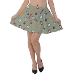 Wild Forest Friends   Velvet Skater Skirt by ConteMonfrey