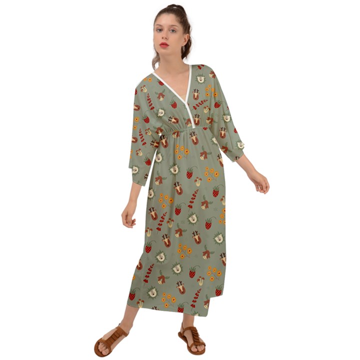 Wild Forest Friends   Grecian Style  Maxi Dress