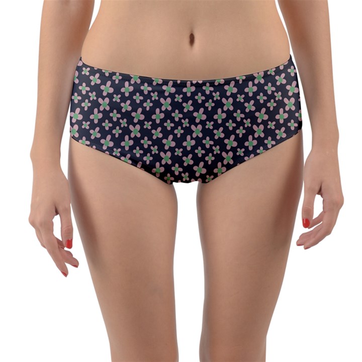 Little Spring Blossom  Reversible Mid-Waist Bikini Bottoms