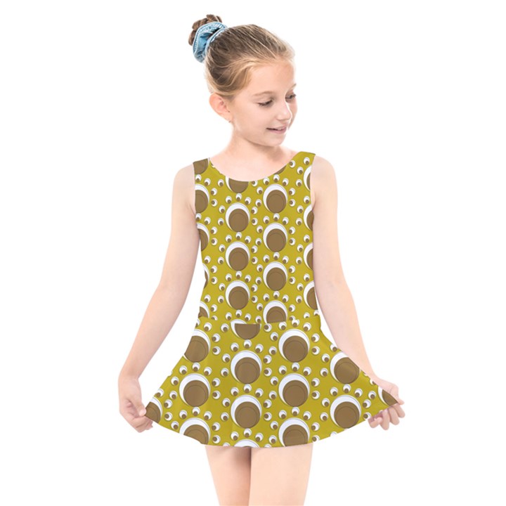 Minimalist Circles  Kids  Skater Dress Swimsuit