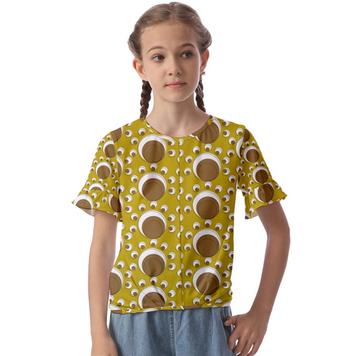 Minimalist Circles  Kids  Cuff Sleeve Scrunch Bottom Tee