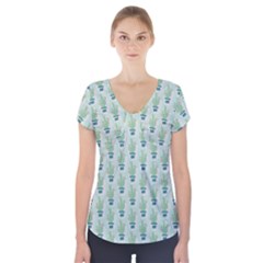 Cuteness Overload Of Cactus!  Short Sleeve Front Detail Top by ConteMonfrey