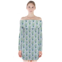 Cuteness Overload Of Cactus!  Long Sleeve Off Shoulder Dress by ConteMonfrey