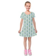 Cuteness Overload Of Cactus!  Kids  Short Sleeve Velvet Dress by ConteMonfrey