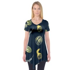 Vintage Vegetables Zucchini  Short Sleeve Tunic  by ConteMonfrey