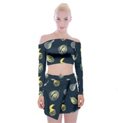 Vintage Vegetables Zucchini  Off Shoulder Top With Mini Skirt Set by ConteMonfrey