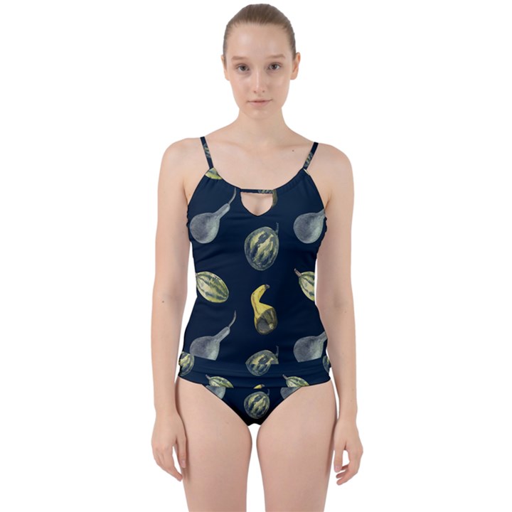 Vintage Vegetables Zucchini  Cut Out Top Tankini Set