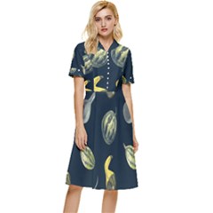 Vintage Vegetables Zucchini  Button Top Knee Length Dress by ConteMonfrey