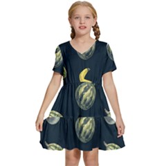 Vintage Vegetables Zucchini  Kids  Short Sleeve Tiered Mini Dress