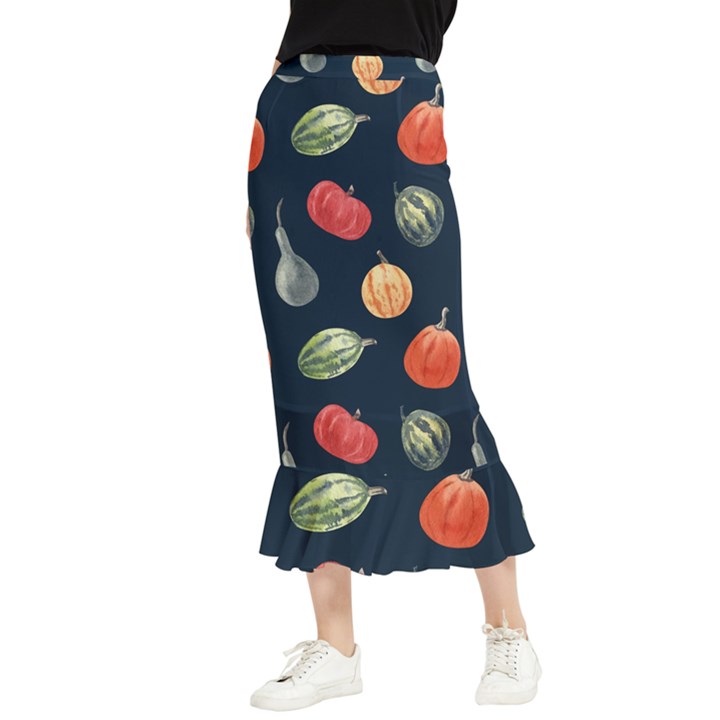 Vintage Vegetables  Maxi Fishtail Chiffon Skirt