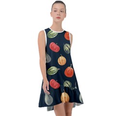 Vintage Vegetables  Frill Swing Dress by ConteMonfrey