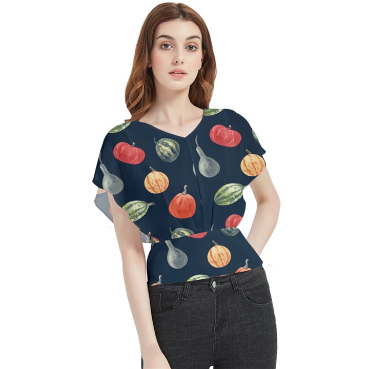 Vintage Vegetables  Butterfly Chiffon Blouse