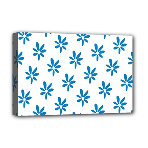 Little Blue Daisies  Deluxe Canvas 18  X 12  (stretched) by ConteMonfrey