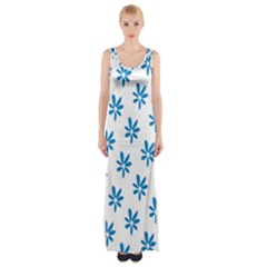 Little Blue Daisies  Thigh Split Maxi Dress by ConteMonfrey