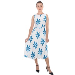 Little Blue Daisies  Midi Tie-back Chiffon Dress by ConteMonfrey