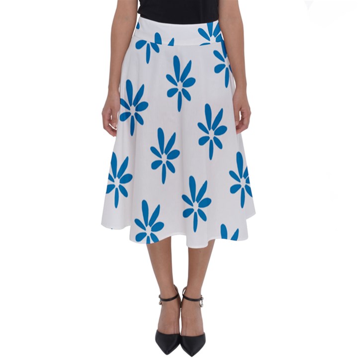 Little Blue Daisies  Perfect Length Midi Skirt