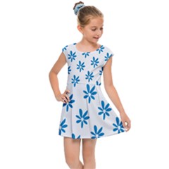 Little Blue Daisies  Kids  Cap Sleeve Dress by ConteMonfrey