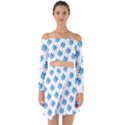 Little Blue Daisies  Off Shoulder Top with Skirt Set View1