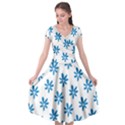 Little Blue Daisies  Cap Sleeve Wrap Front Dress View1