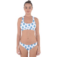 Little Blue Daisies  Cross Back Hipster Bikini Set by ConteMonfrey