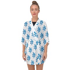 Little Blue Daisies  Half Sleeve Chiffon Kimono by ConteMonfrey