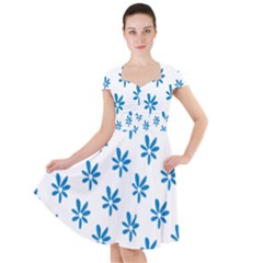 Little Blue Daisies  Cap Sleeve Midi Dress by ConteMonfrey