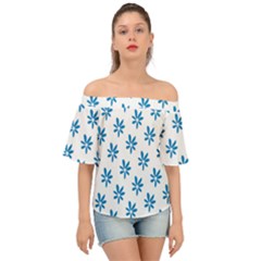 Little Blue Daisies  Off Shoulder Short Sleeve Top by ConteMonfrey