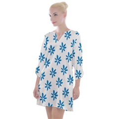 Little Blue Daisies  Open Neck Shift Dress by ConteMonfrey