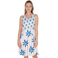 Little Blue Daisies  Knee Length Skater Dress With Pockets by ConteMonfrey